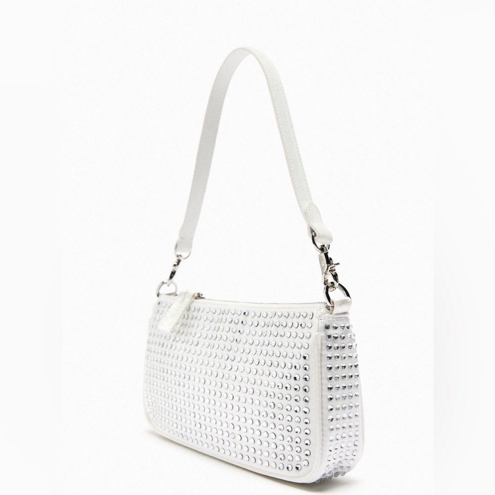 NWT Zara White Crystal Shoulder Bag - Picture 6 of 10